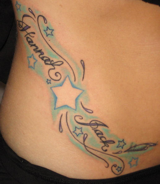Kids tattoo with stars and names