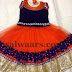 Orange Blue Net Thread Work Skirt