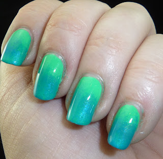 Green to Blue Gradient Manicure