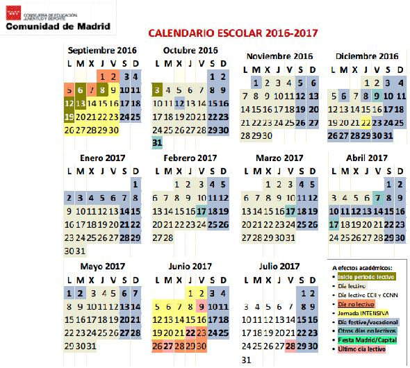 CALENDARIO ESCOLAR 2016/2017