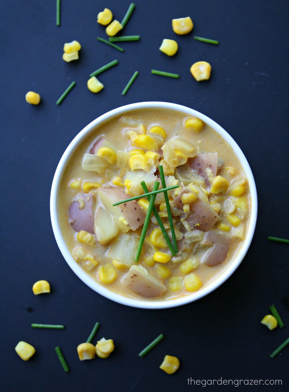 The Garden Grazer Vegan Corn and Potato Chowder