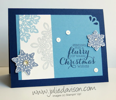 Stampin' Up! Flurry of Wishes Christmas Card - 2015 Holiday Catalog #stampinup #christmas www.juliedavison.com