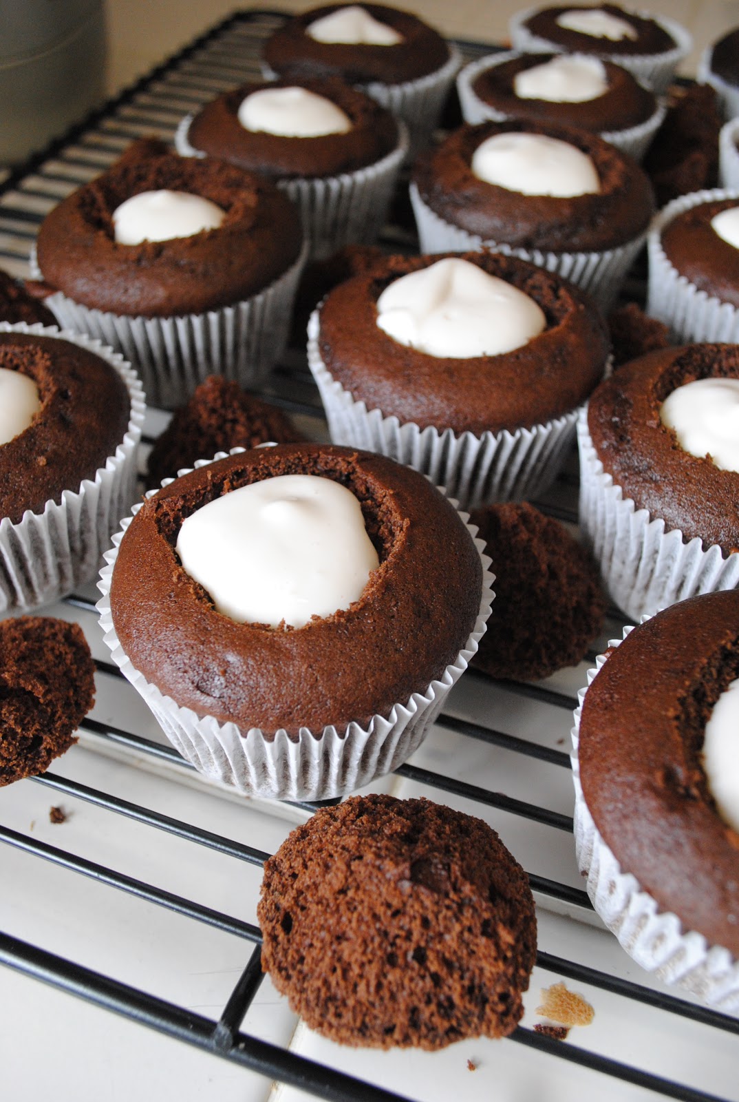 Delectably Home Cream Cheese Filled Chocolate Cupcakes