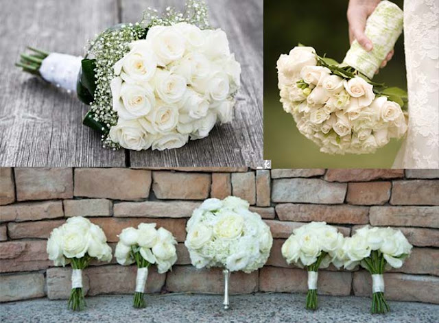 white rose wedding flowers and bouquet
