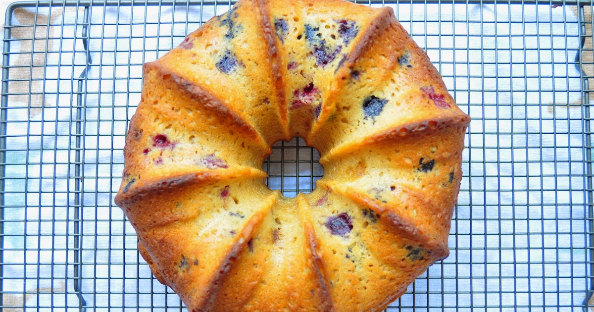 Busy Eating Moist Raspberry Blueberry Bundt Cake with Lemon and Greek