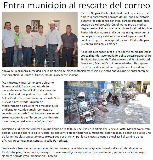 Municipio al rescate de correos