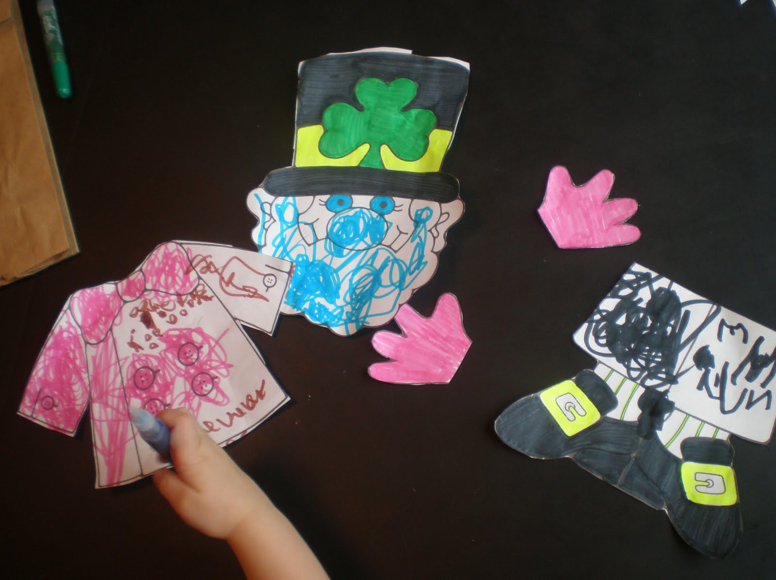 Our Pumpkin and Sweet Pea Lunch Bag Leprechaun Puppet