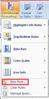 New Rule in Conditional Formatting Menu