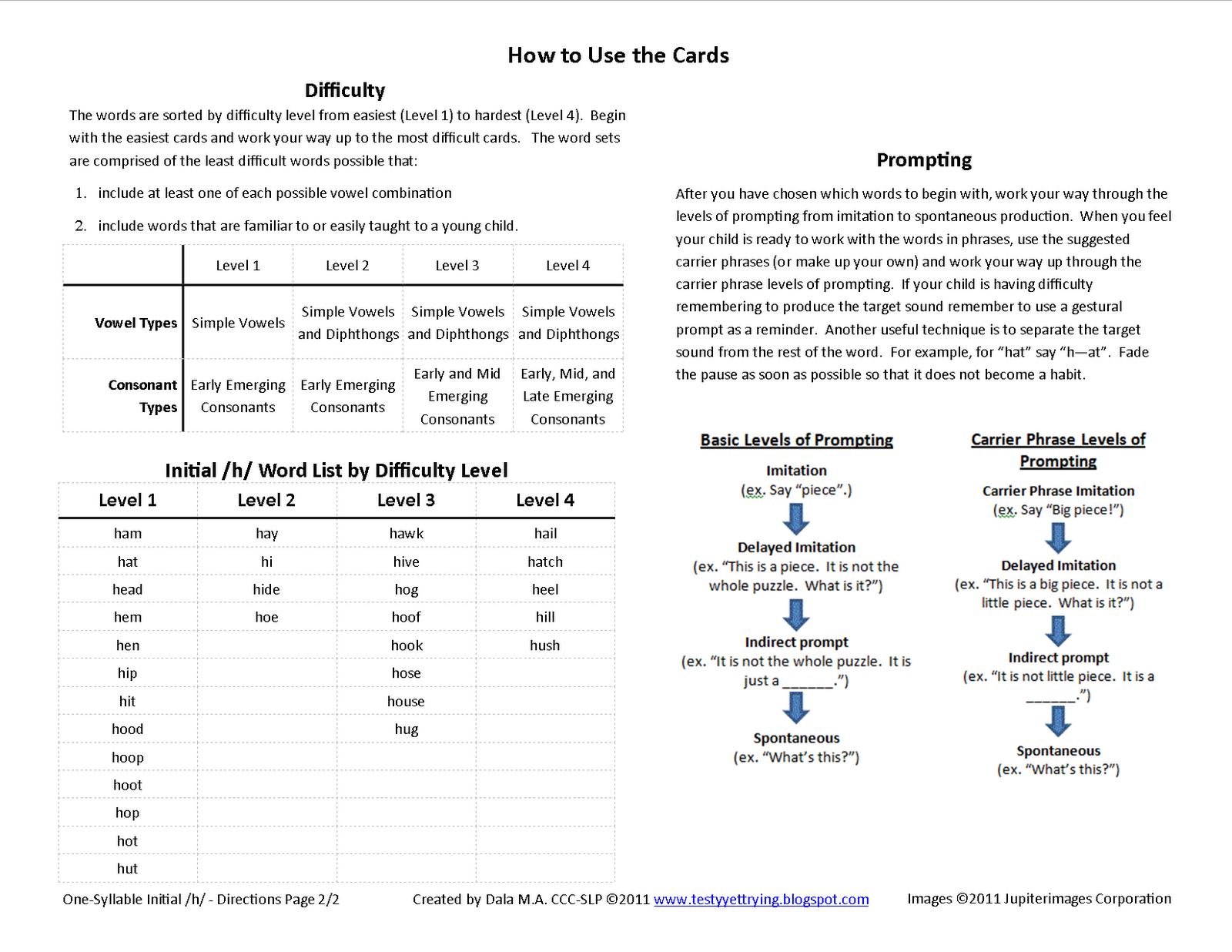 Testy yet trying Initial H Free Speech Therapy Articulation Picture Cards