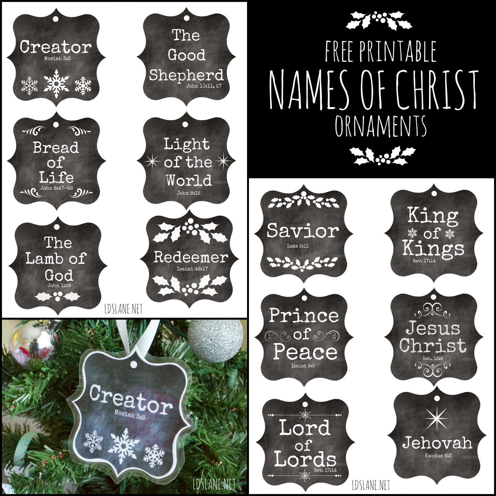 Names of Christ  free printable ornaments