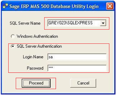 Sage 500 database login 