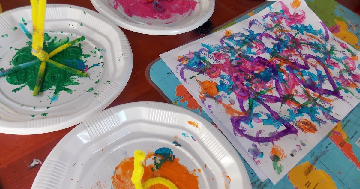 Creatively Content Stamp painting with pipecleaners summer fun