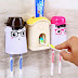Automatic Toothpaste Squeezing Dispenser Device + Brush Holder Set 