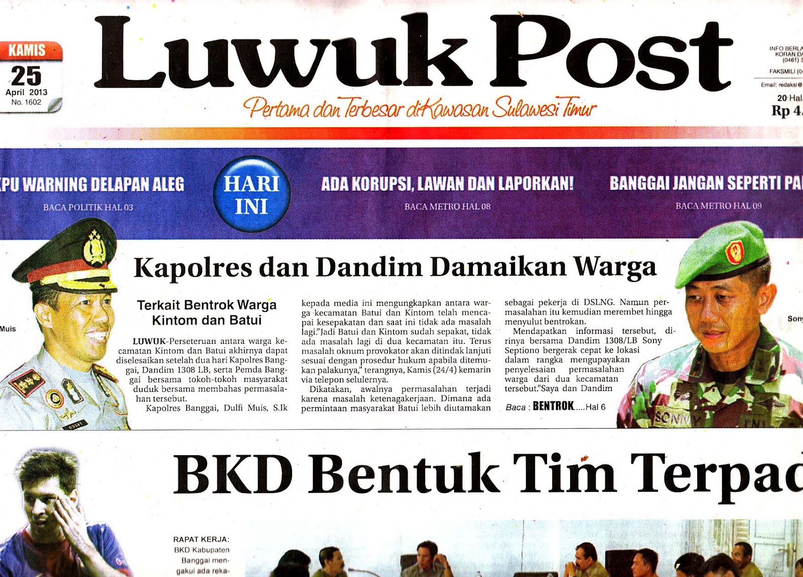 Koleksi K. Atmojo 2 Koran "Luwuk Pos" Tahun 2013