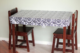 A sewn fitted stay put table cloth for a child's table. Project by Make It Handmade as part of the Making Home Series