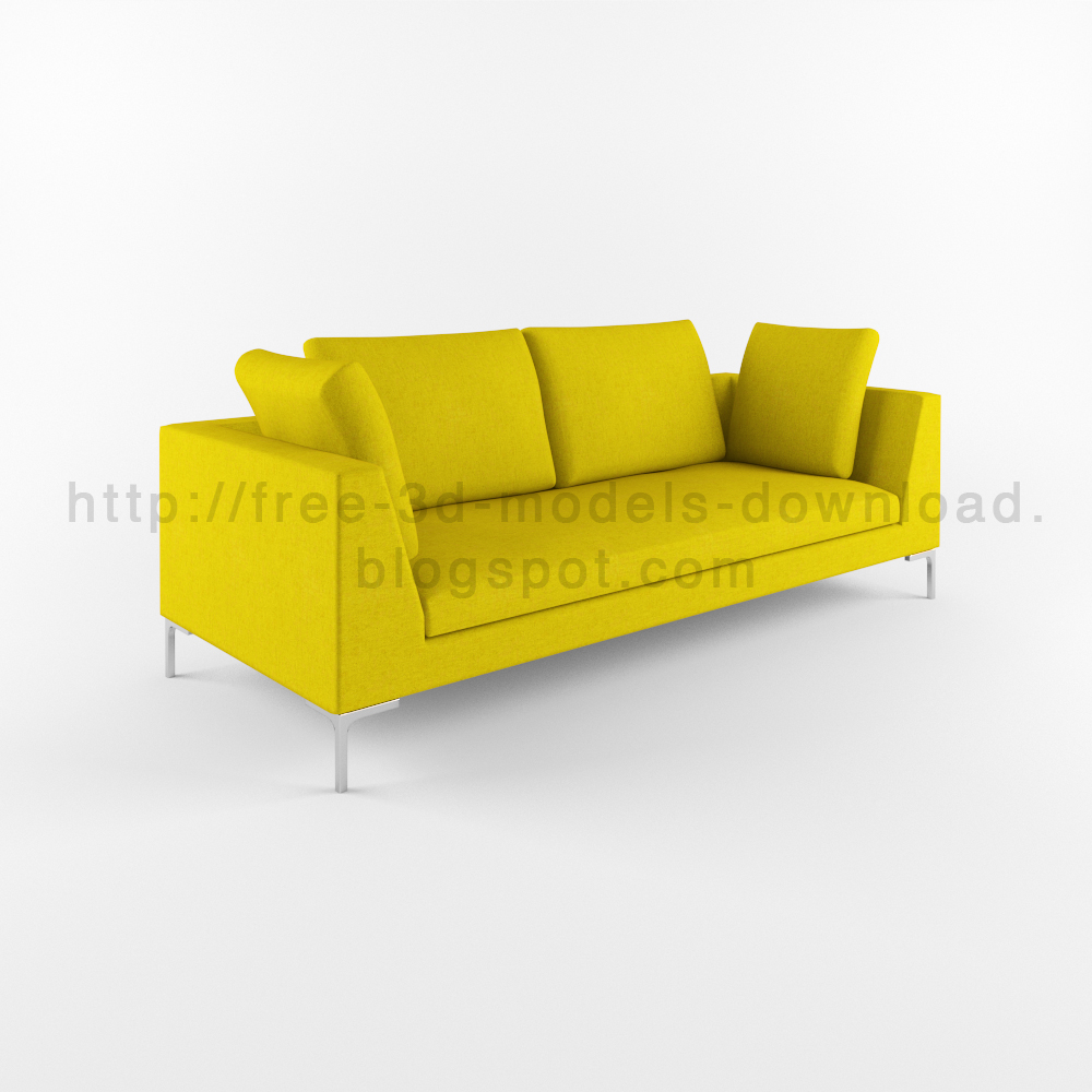 3d модель, 3d model, b&b, Charles, free download, furniture, Italia, sofa, диван, скачать бесплатно, yellow
