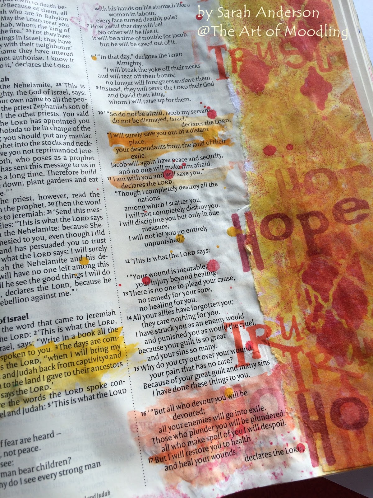 Bible Art Journaling UK step by step to an art journaled page in my