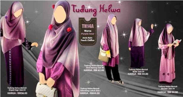 warna purple sour tudung labuh helwa