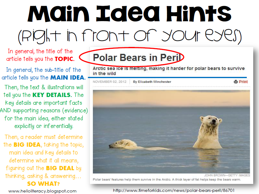 So What's the Big Deal? Getting to the Main Idea & Key Details