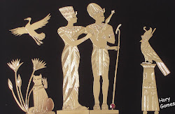 Quadro Egípcio Cena de Nefertiti e Akhenaton