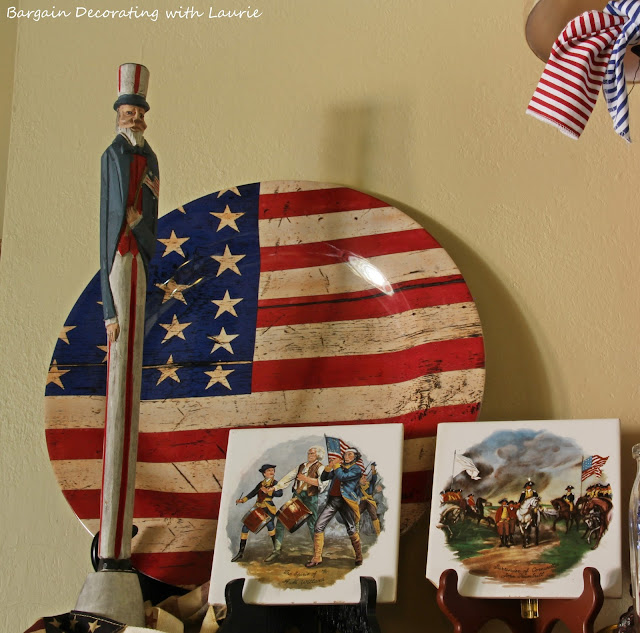 Red White & Blue Mantel-Bargain Decorating with Laurie