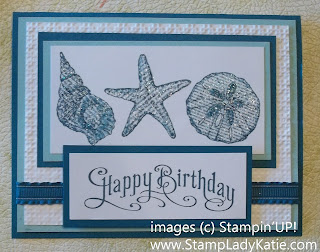 Card made with Stampin'UP! stamp set: By the Seashore, and Iridescent Ice Embossing Powder 