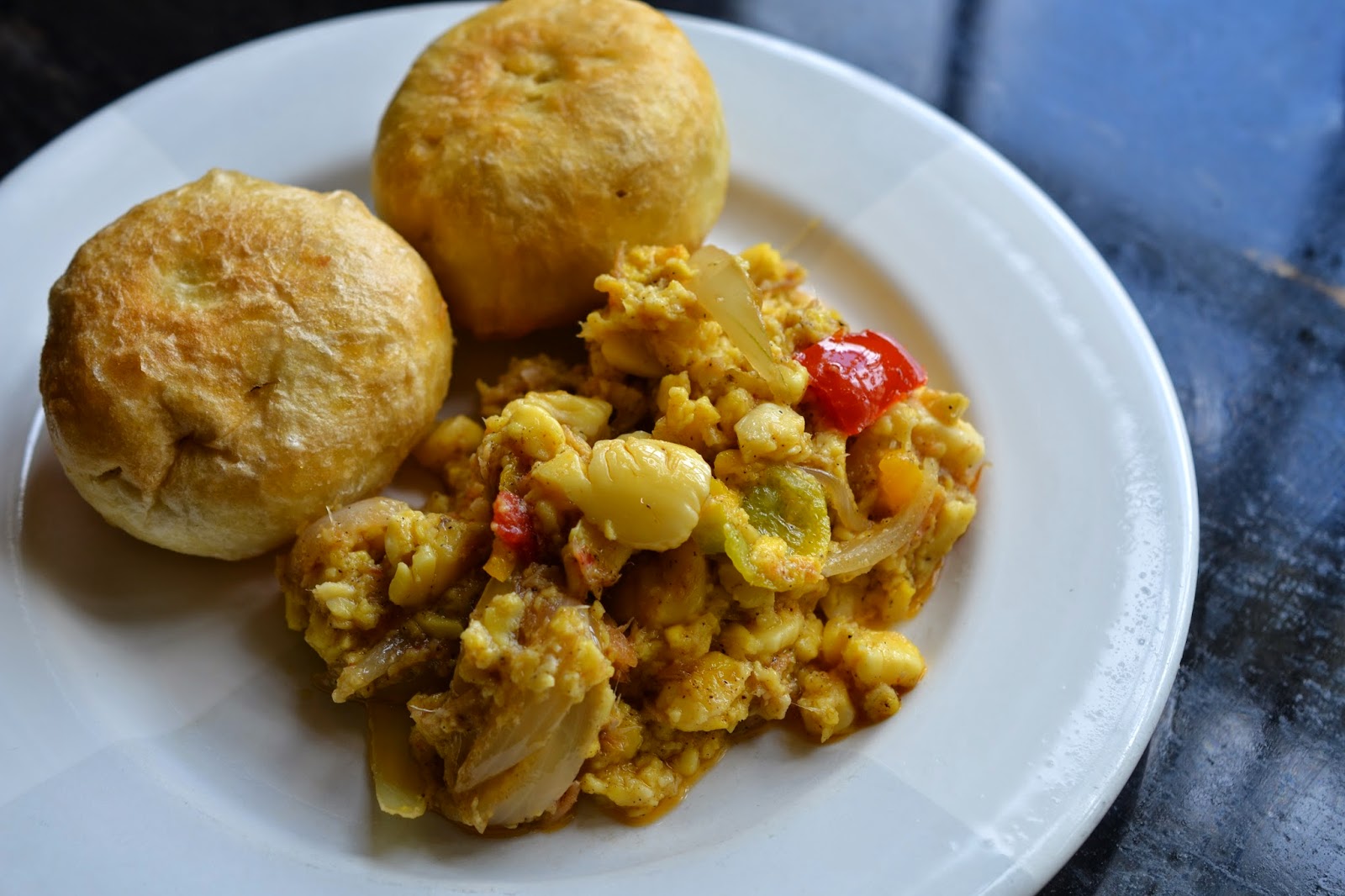Greedy Girl Ackee and saltfish with fried dumplings