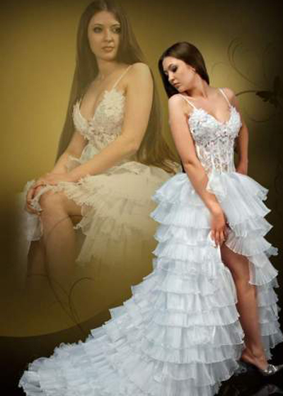 spaghetti sweetheart sexy high low wedding dress