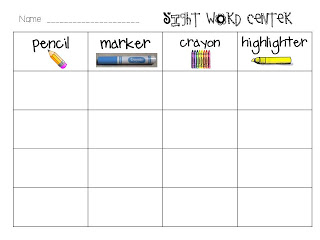 Freebielicious: Sight Word Center