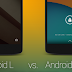 Visual Comparison of Android L vs Android KitKat Features, Icons, UI Elements, Functionality