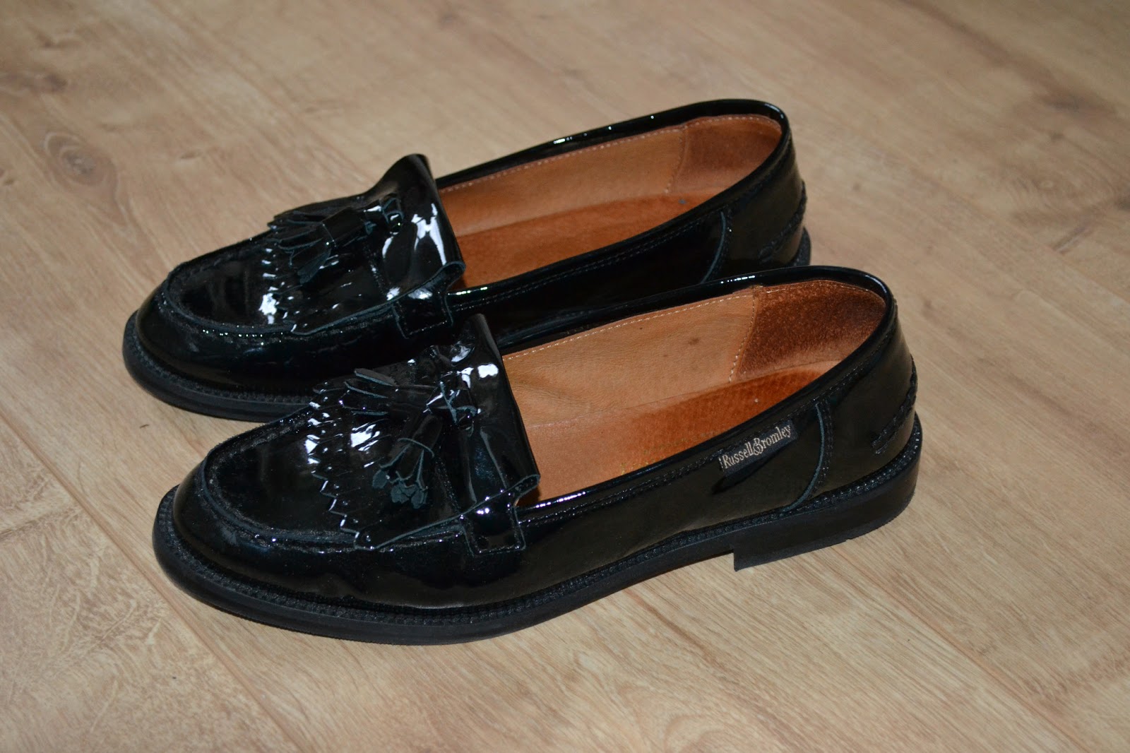 russell and bromley patent loafers