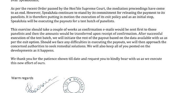 Finally SpeakAsia Releasing Payments