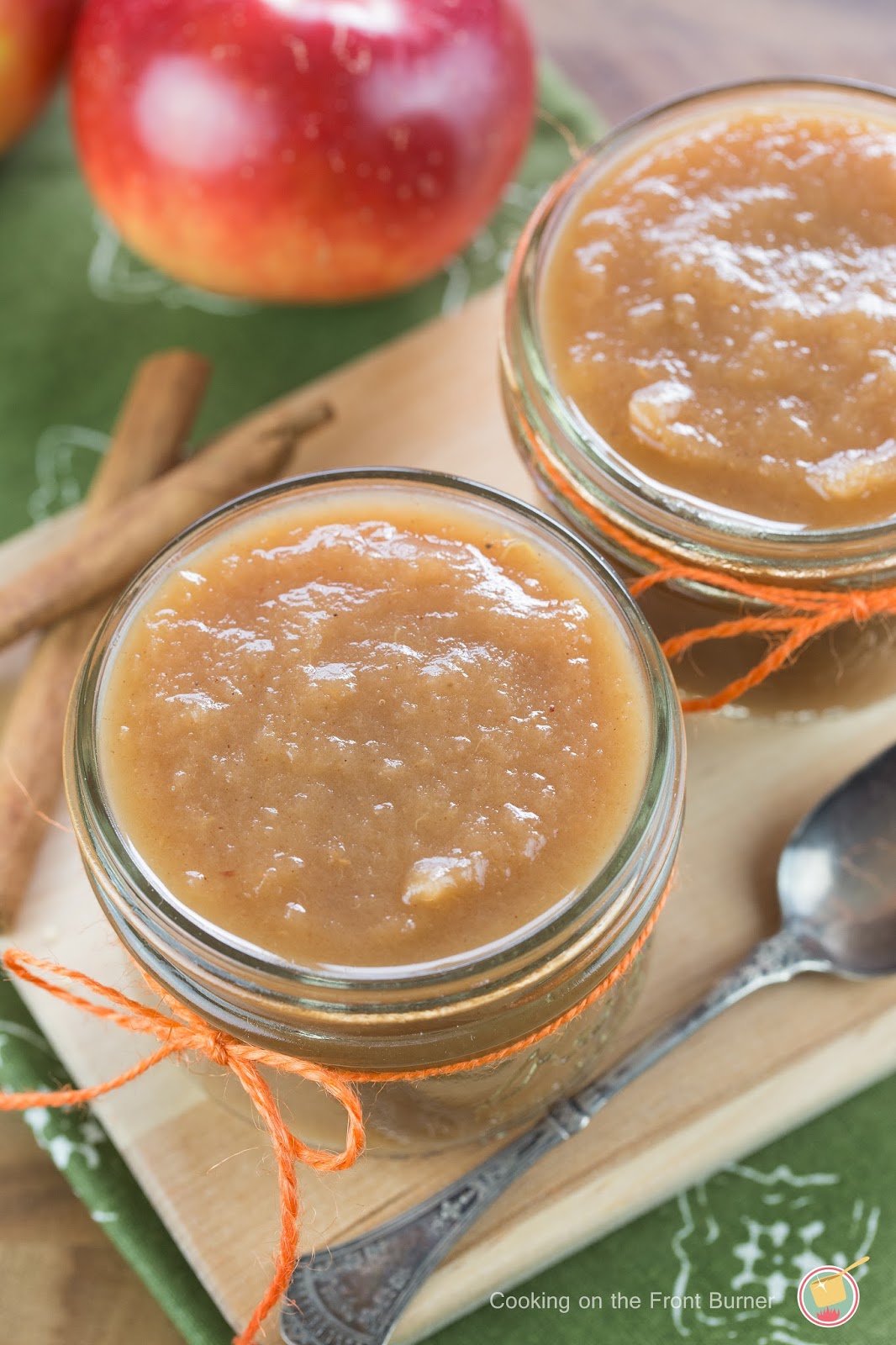 Slow Cooker Applesauce Cooking on the Front Burner
