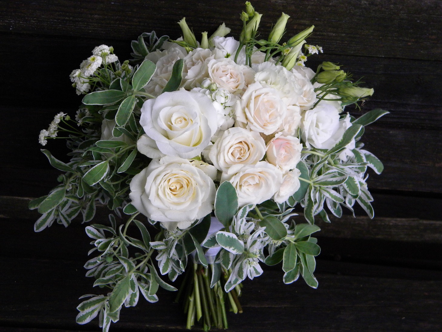 Wedding Flowers from Springwell "Snow on the Mountain" and White Rose