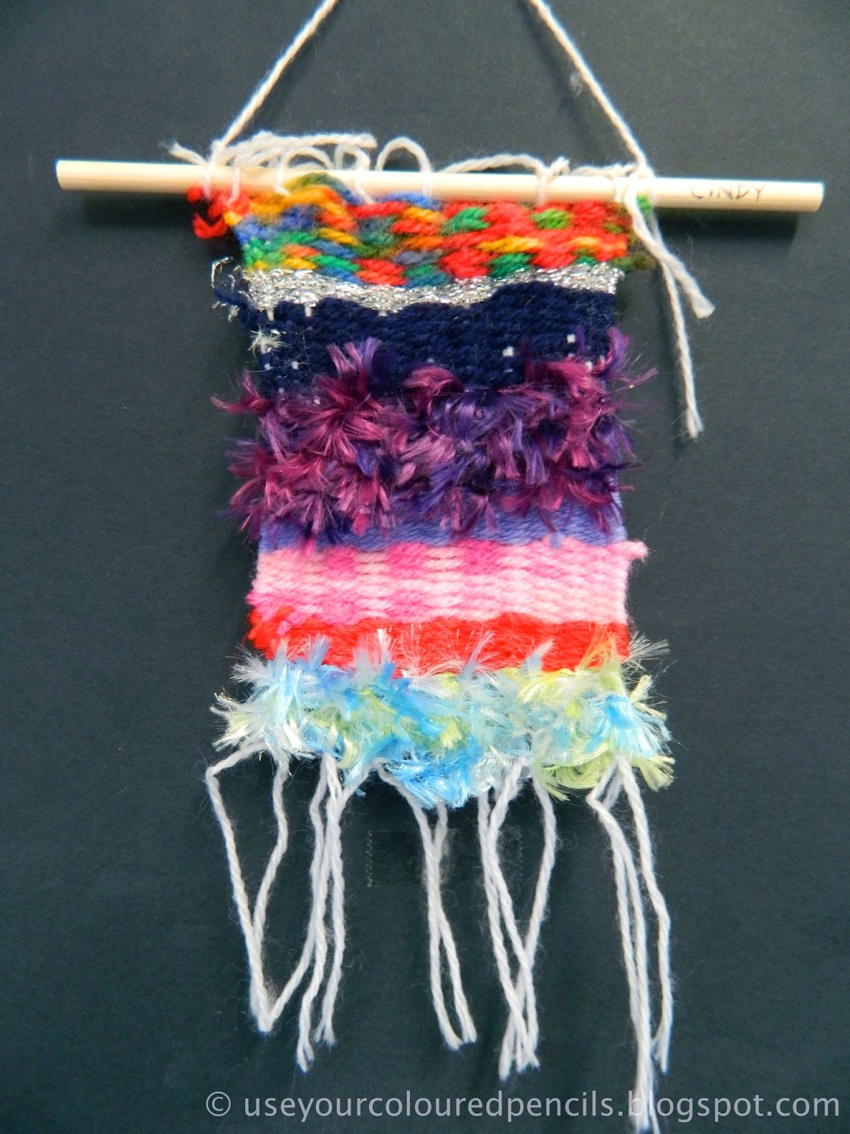 Use Your Coloured Pencils Cardboard Loom Weaving