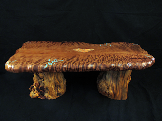 curly redwood slab burl table top