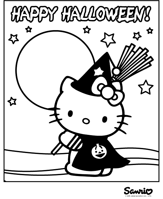 transmissionpress: Hello Kitty Happy Halloween Day Coloring Pages