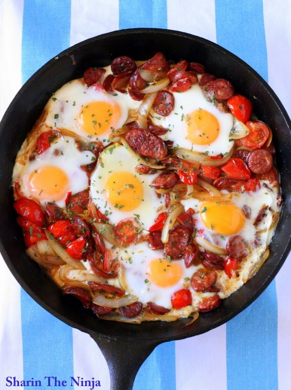 The Cheesecakeerian Eggs with chorizo and manchego