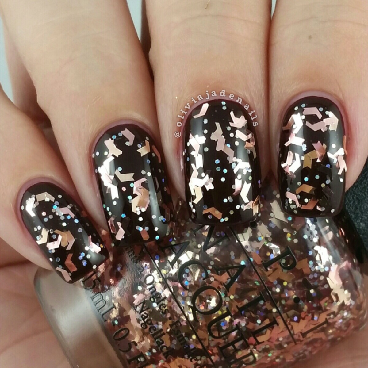 OPI Infrared-y To Glow (over Guys & Galaxies) swatched by Olivia Jade Nails