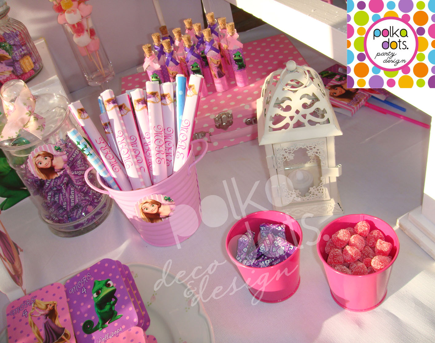 Polka Dots Party Design RAPUNZEL!! Candy Bar para MORE