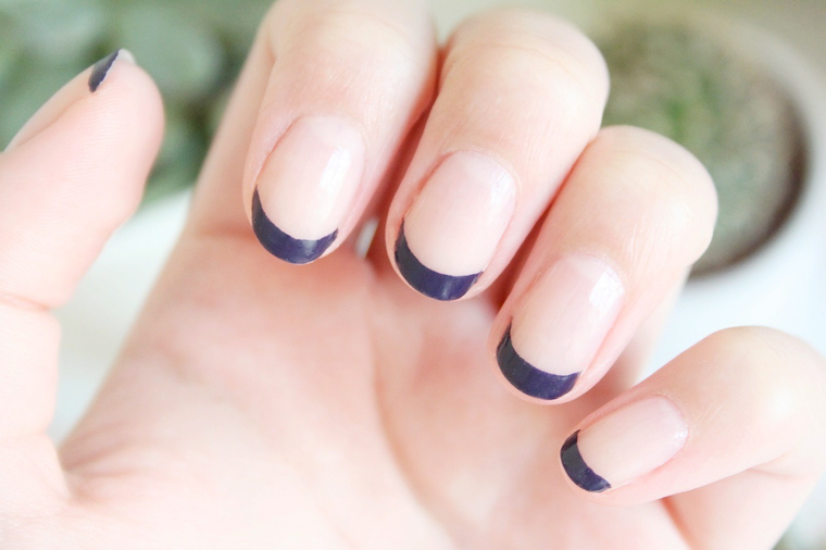 2. French Manicure with Navy Blue Tips - wide 2