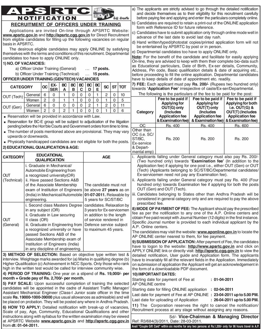 Apsrtc Jobs
