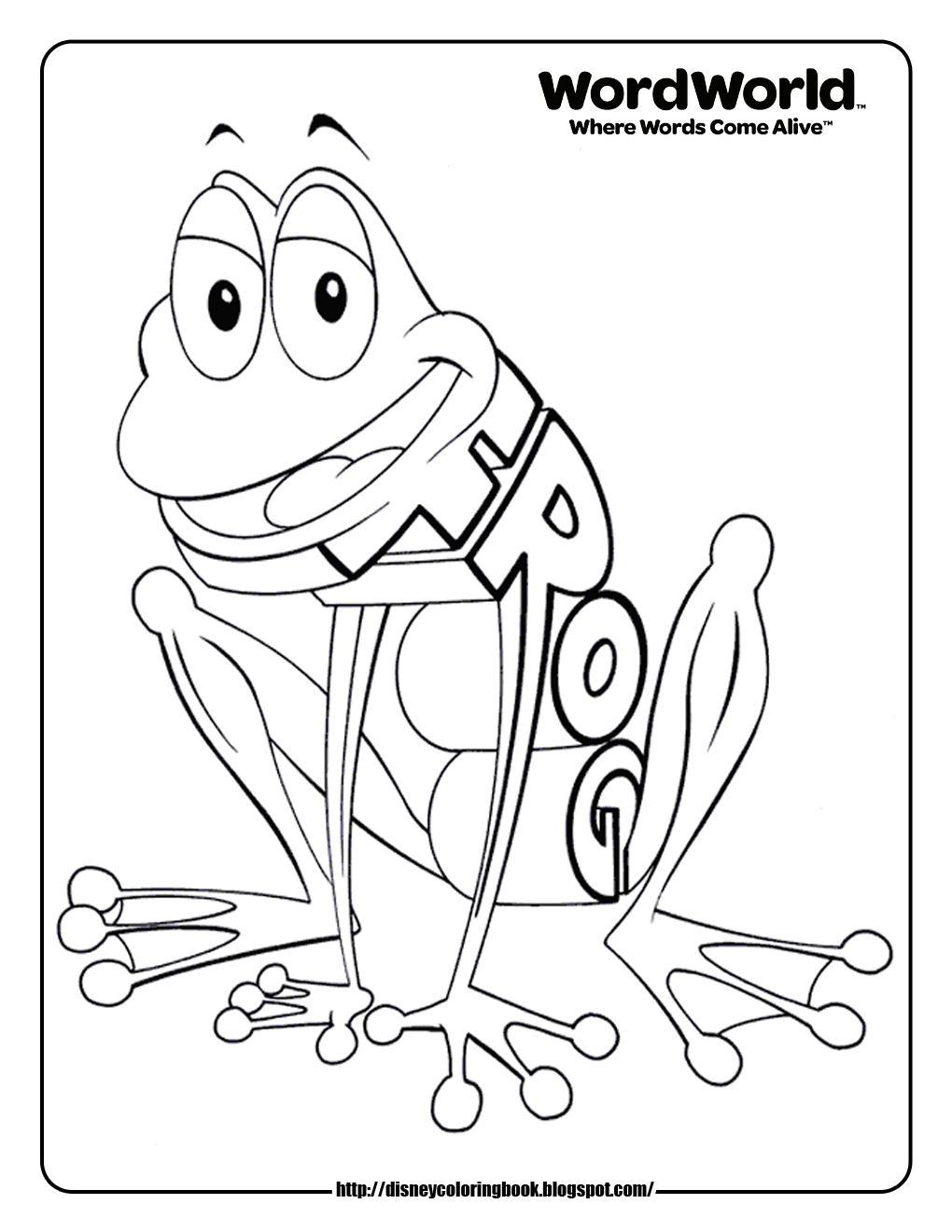 frog coloring disney sheets worksheets alphabet kindergarten wordworld printable preschool printables word pirates neverland jake rocks freekidscoloringpage