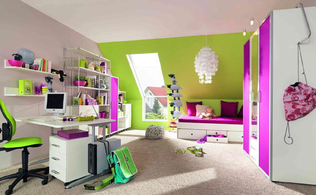 Dormitorios en verde blanco y morado - Ideas para decorar dormitorios