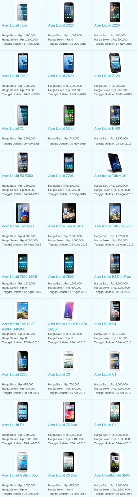 Daftar Harga Hp Acer Februari 2016 Daftar Harga Hp Acer Februari 2016