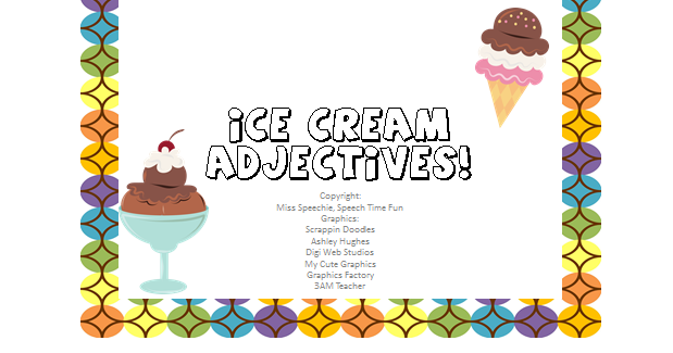 Speech Time Fun: Ice Cream Adjectives! ((and giveaway!))