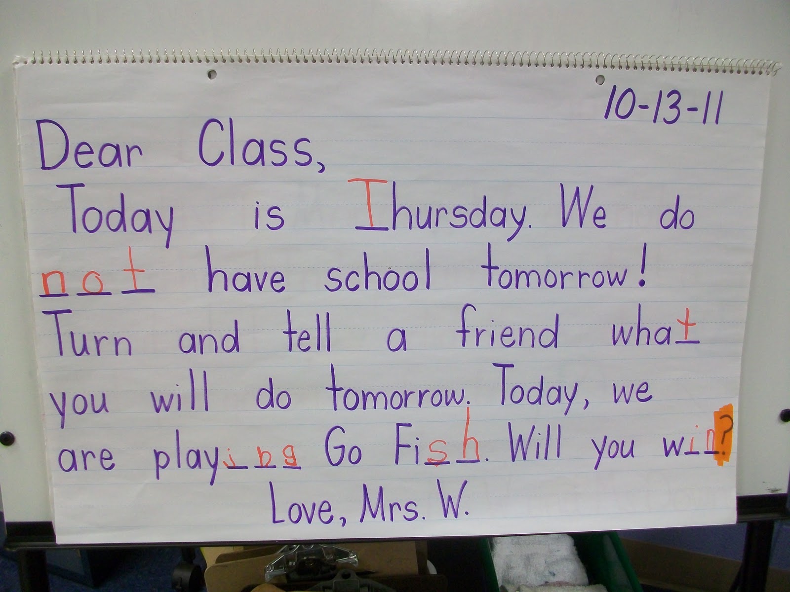 Mrs. Wheeler's First Grade Tidbits Morning Message