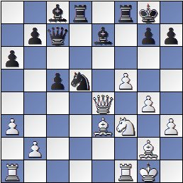 Partida de ajedrez Sanz-Pomar, Lugo 1955, posición después de 21.Dxe4