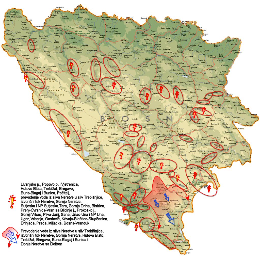planine u bosni i hercegovini karta Neretva   River In Peril: Mape sliva Neretve planine u bosni i hercegovini karta
