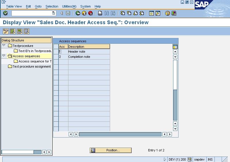 SAP Sales Document Header Text